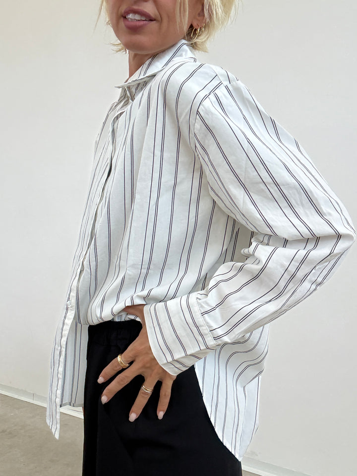 CAMICIA CLARE RIGA BIANCO/NERO