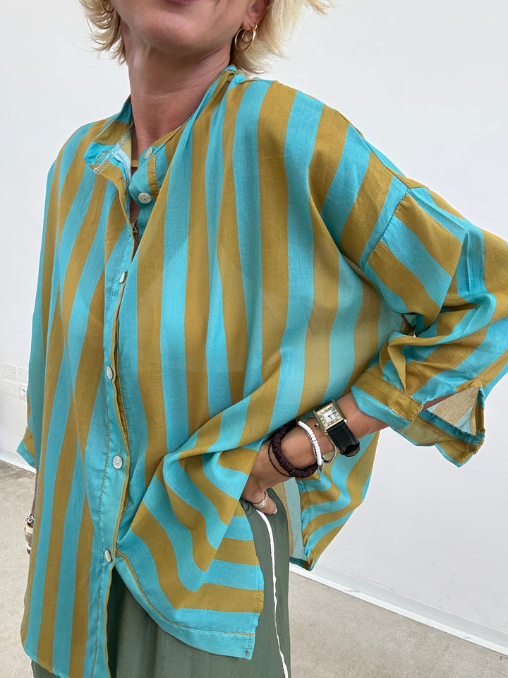 CAMICIA GIROMANICA RIGHE ACQUA/OLIO