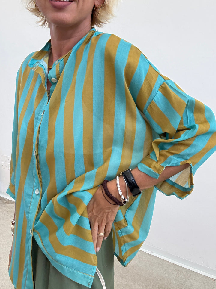 CAMICIA GIROMANICA RIGHE ACQUA/OLIO