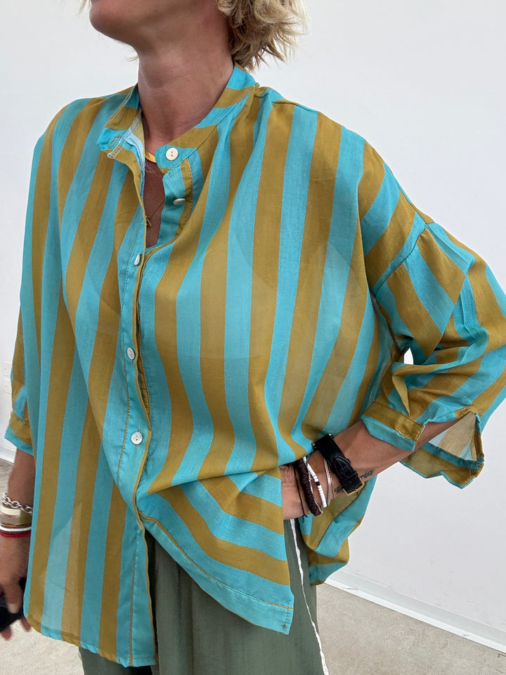 CAMICIA GIROMANICA RIGHE ACQUA/OLIO