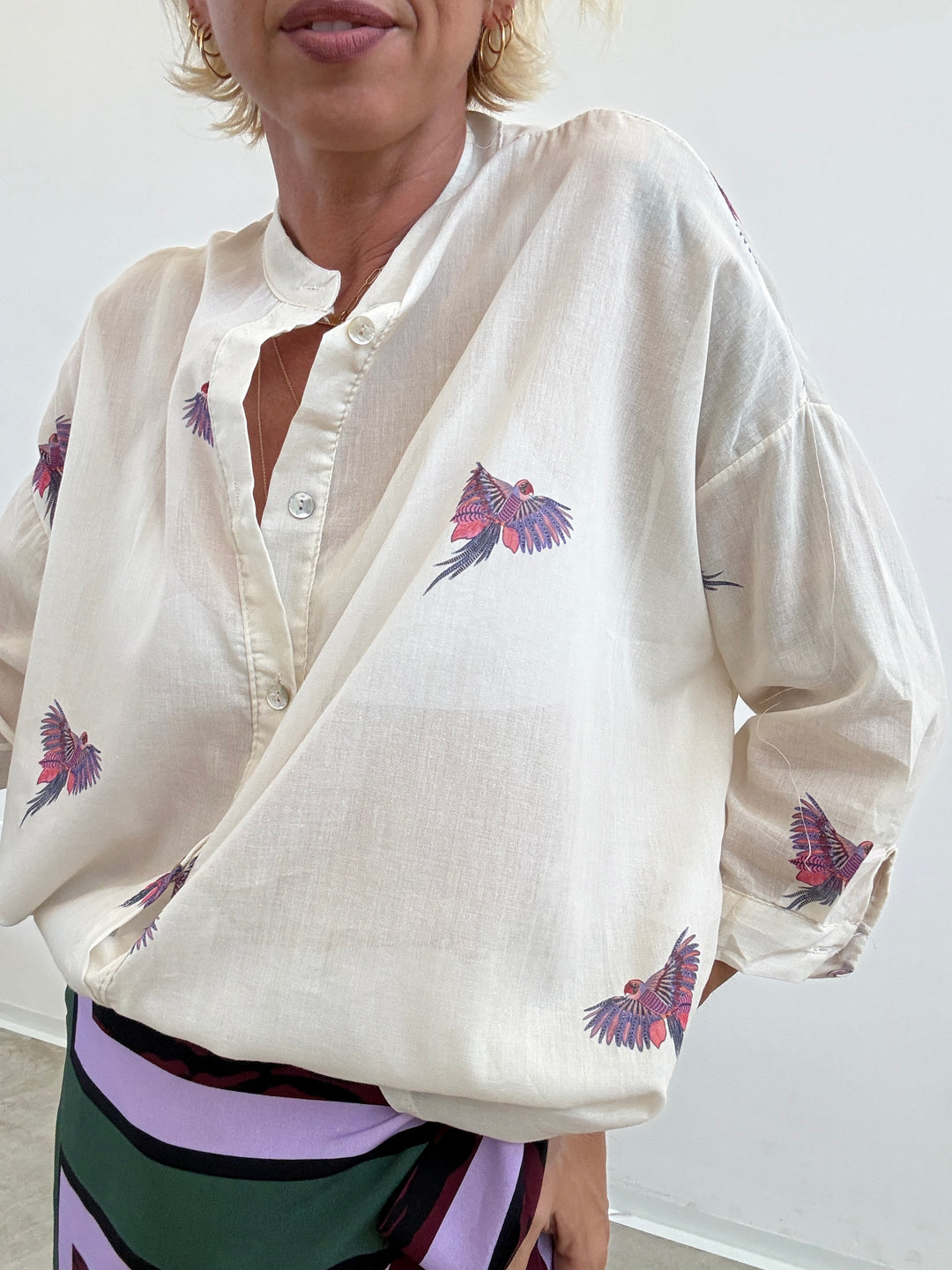 CAMICIA PAPPAGALLI AVORIO