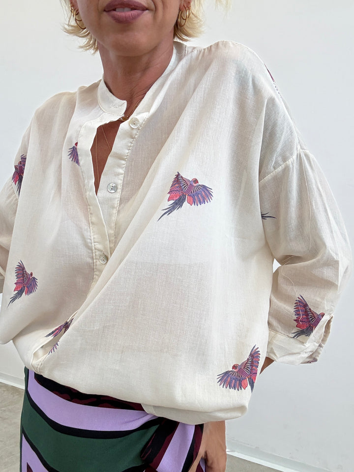 CAMICIA PAPPAGALLI AVORIO