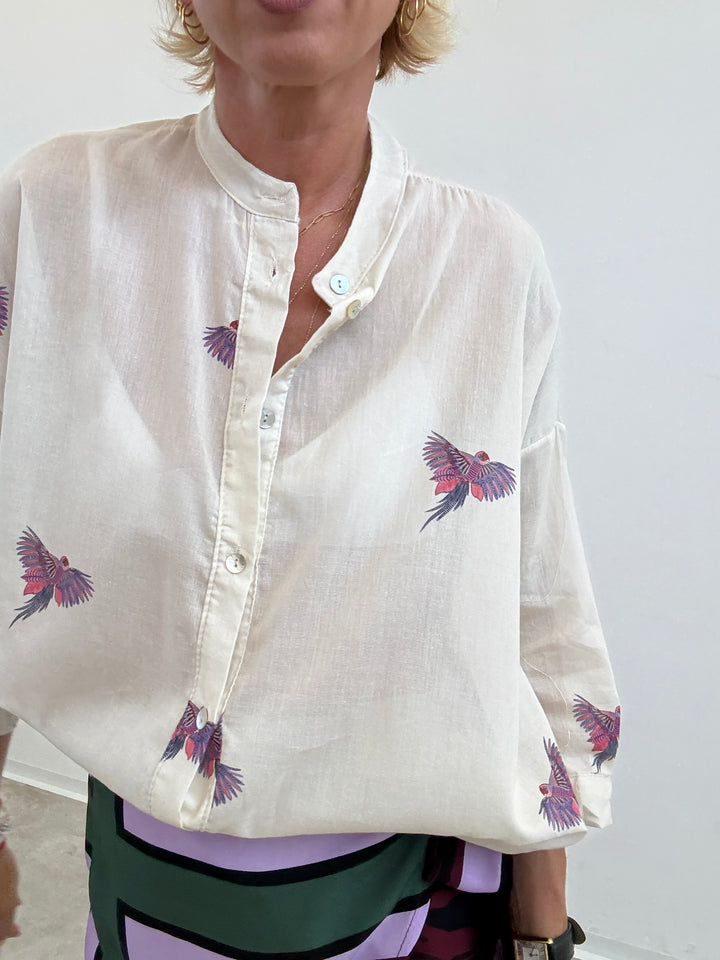 CAMICIA PAPPAGALLI AVORIO