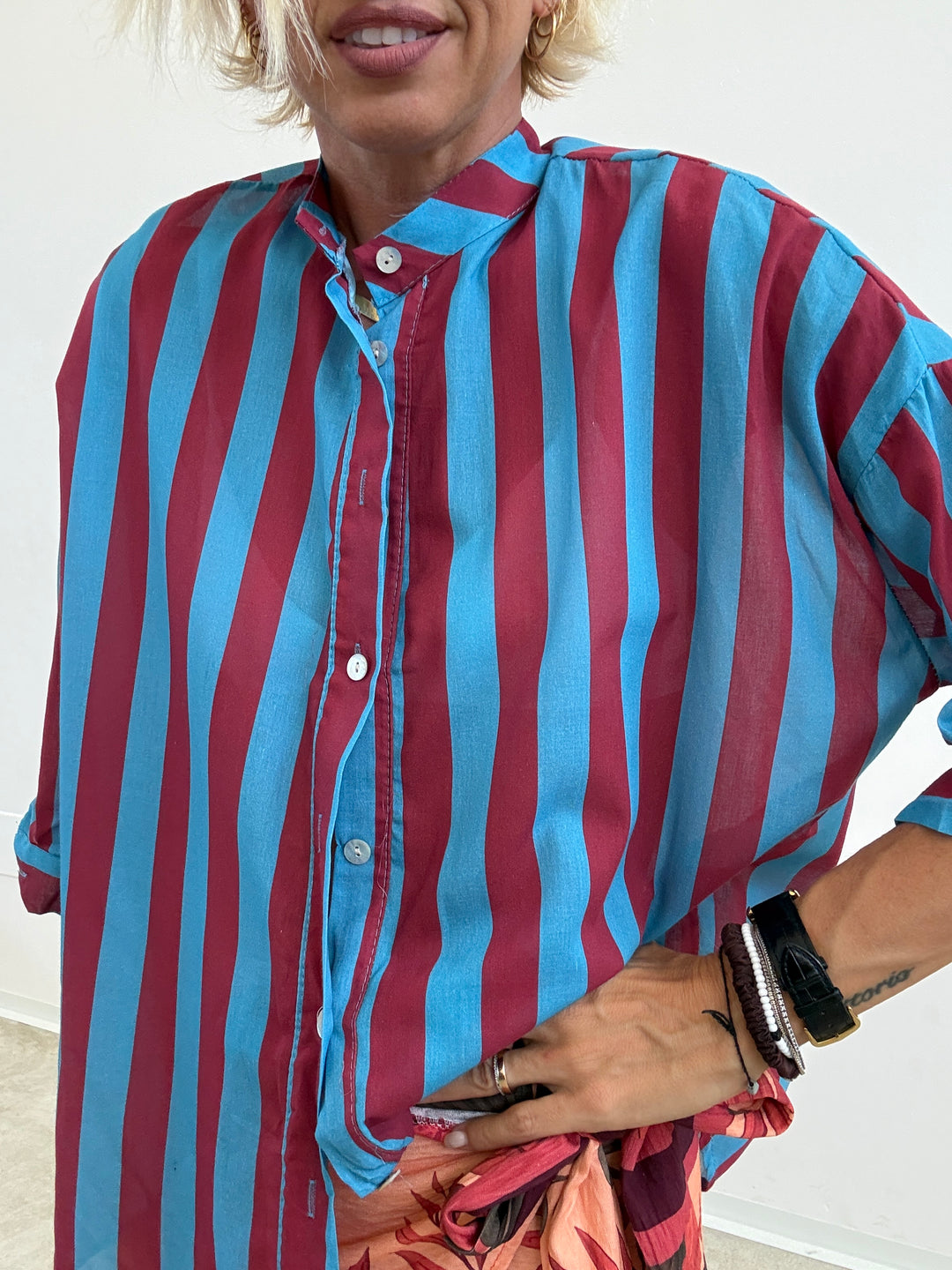 CAMICIA HELEN CELESTE/VINO