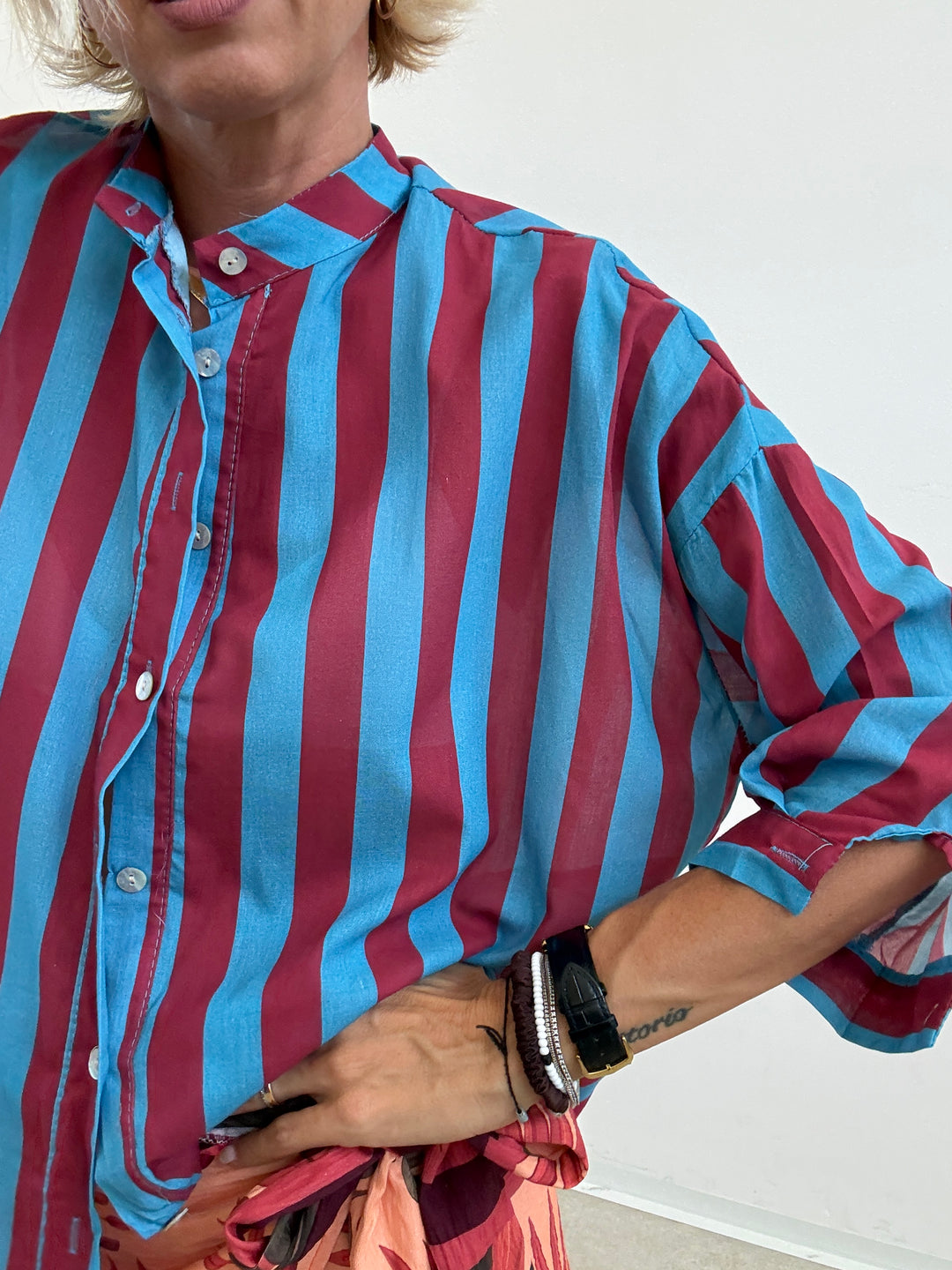 CAMICIA HELEN CELESTE/VINO