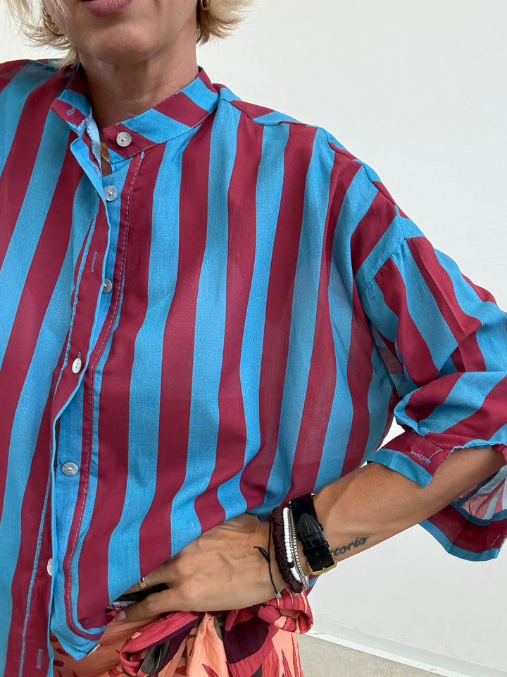 CAMICIA HELEN CELESTE/VINO