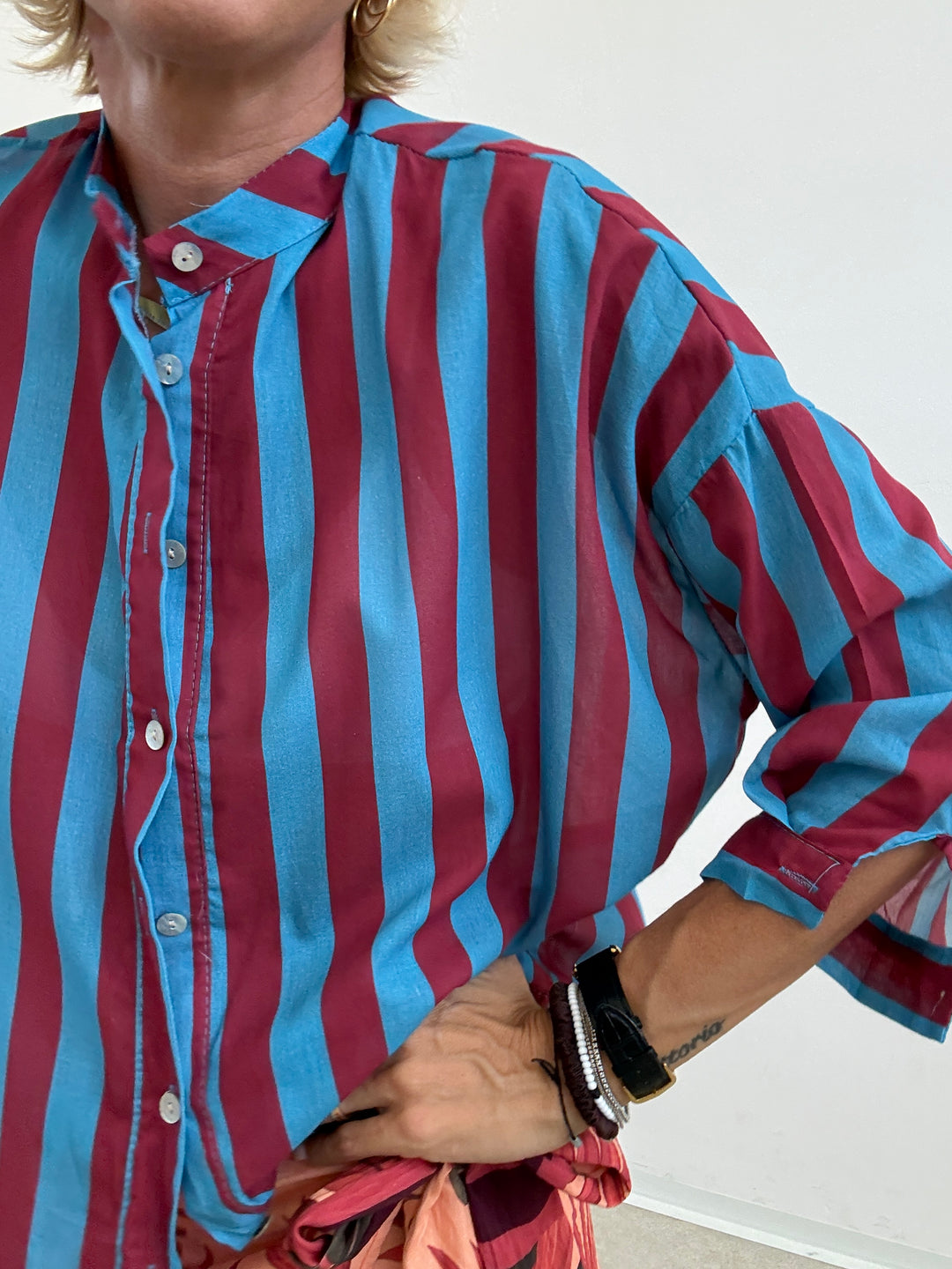 CAMICIA HELEN CELESTE/VINO