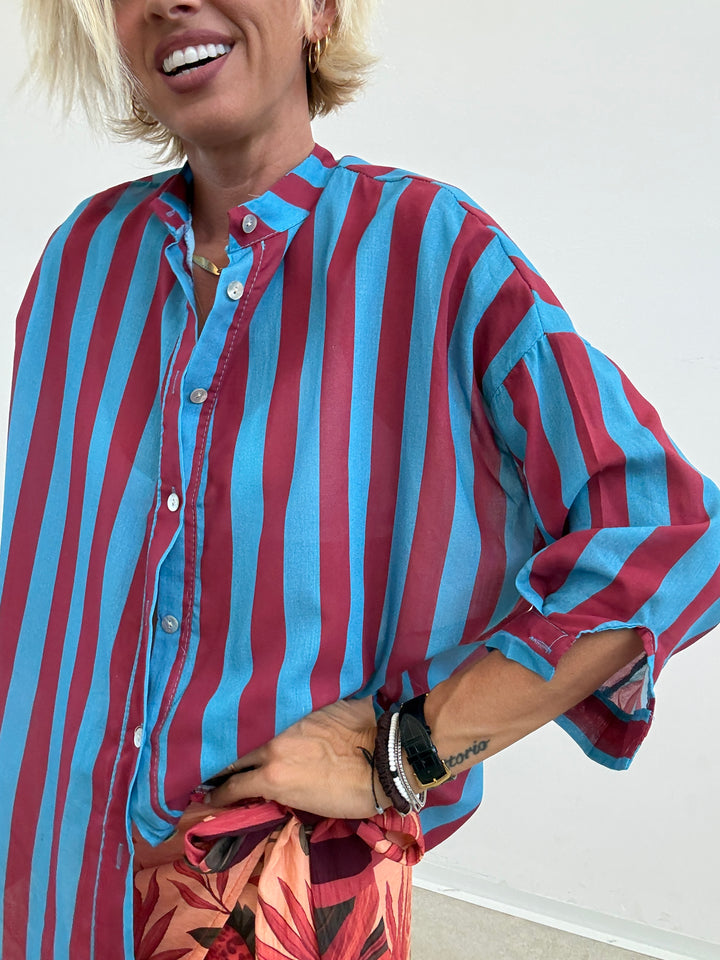 CAMICIA HELEN CELESTE/VINO