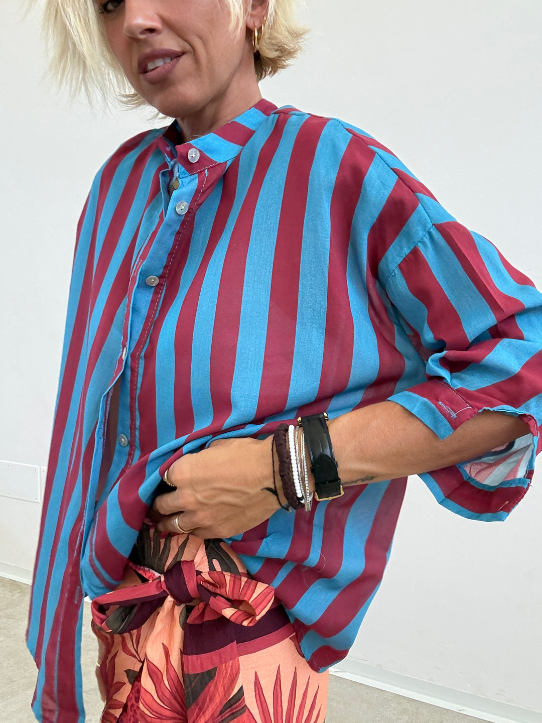 CAMICIA HELEN CELESTE/VINO