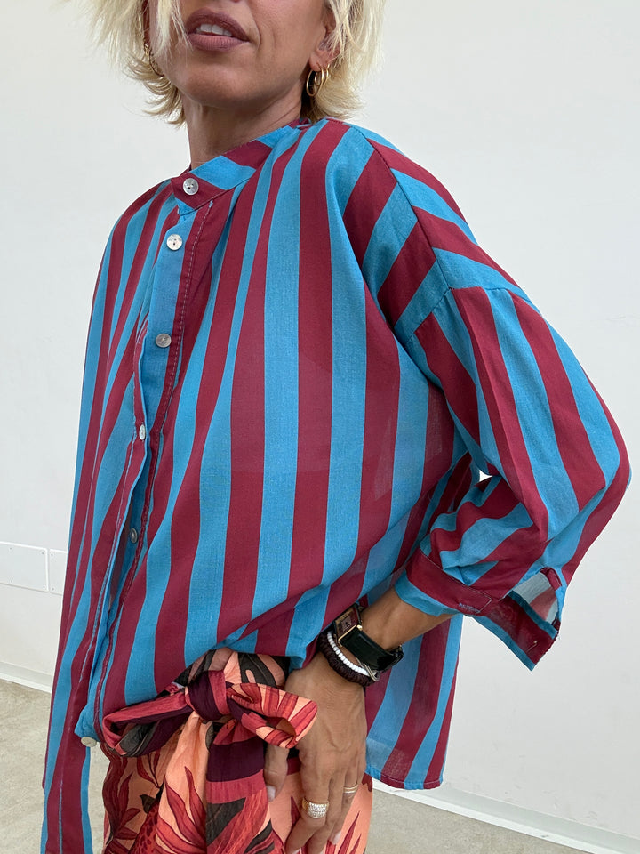 CAMICIA HELEN CELESTE/VINO
