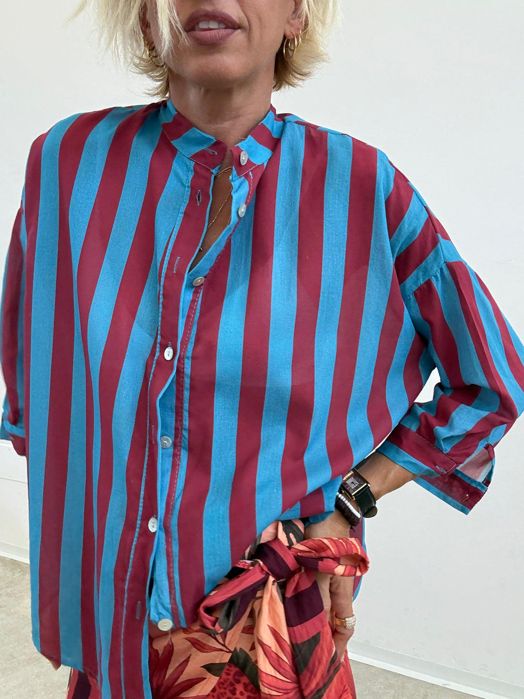 CAMICIA HELEN CELESTE/VINO