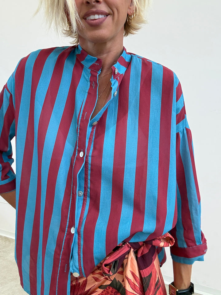 CAMICIA HELEN CELESTE/VINO
