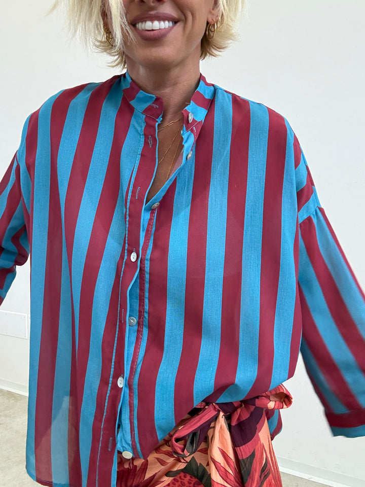 CAMICIA HELEN CELESTE/VINO
