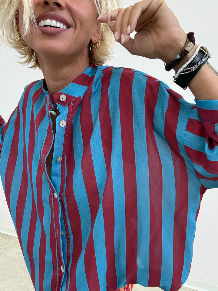 CAMICIA HELEN CELESTE/VINO