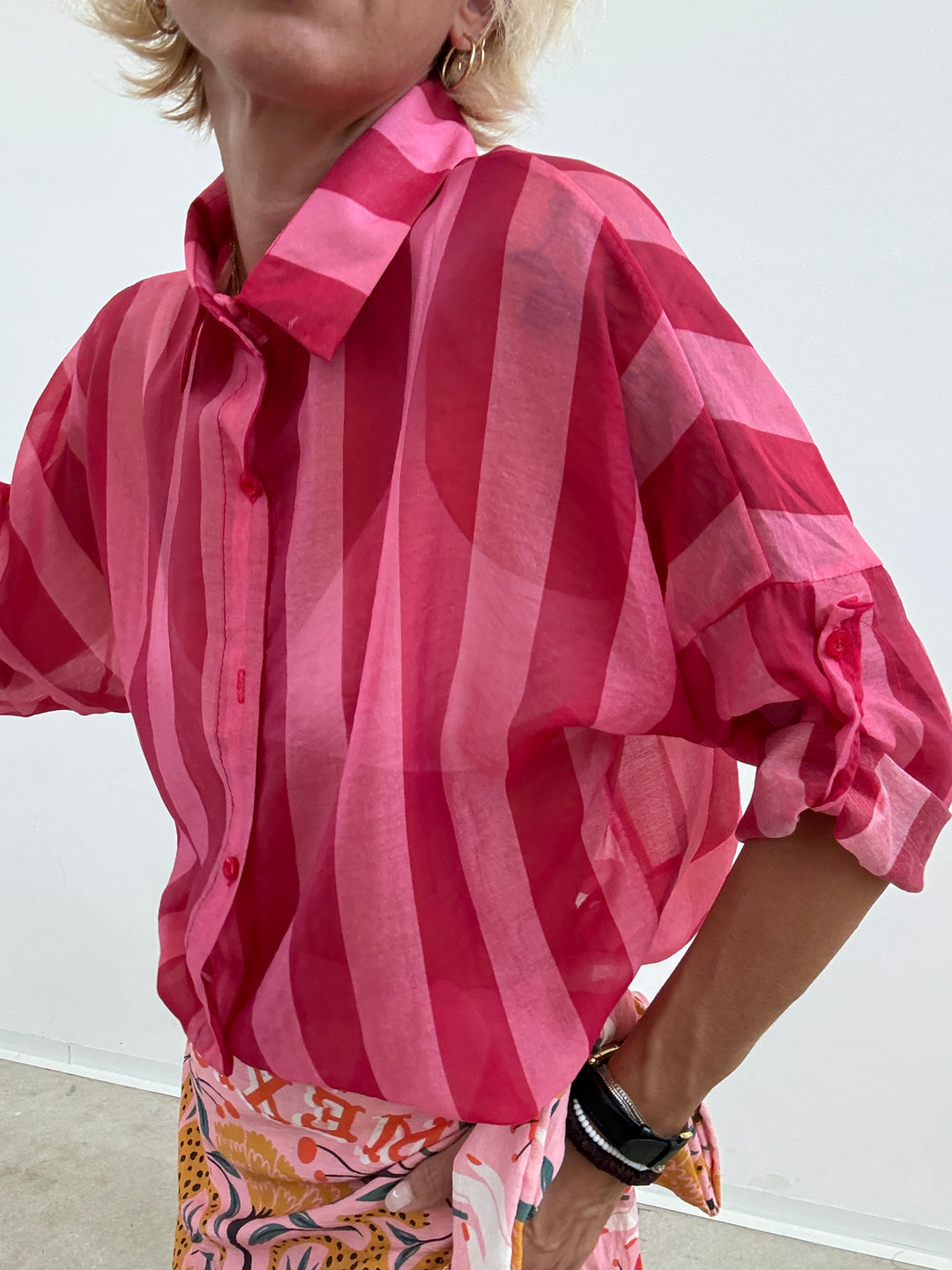 CAMICIA LIA COLLETTO RIGA ROSSO/ROSA