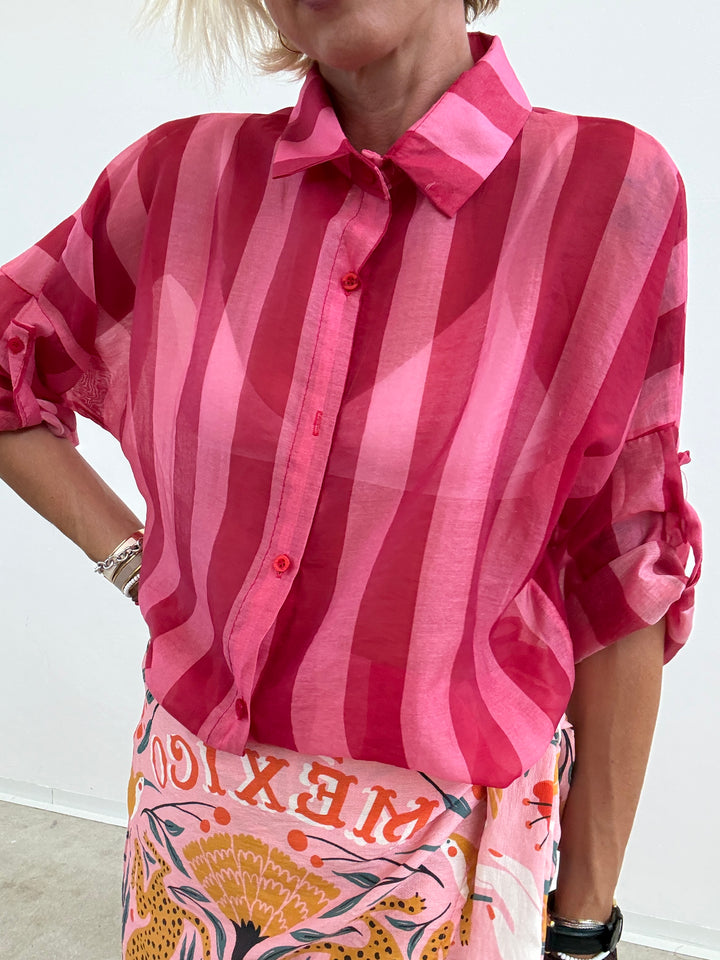 CAMICIA LIA COLLETTO RIGA ROSSO/ROSA