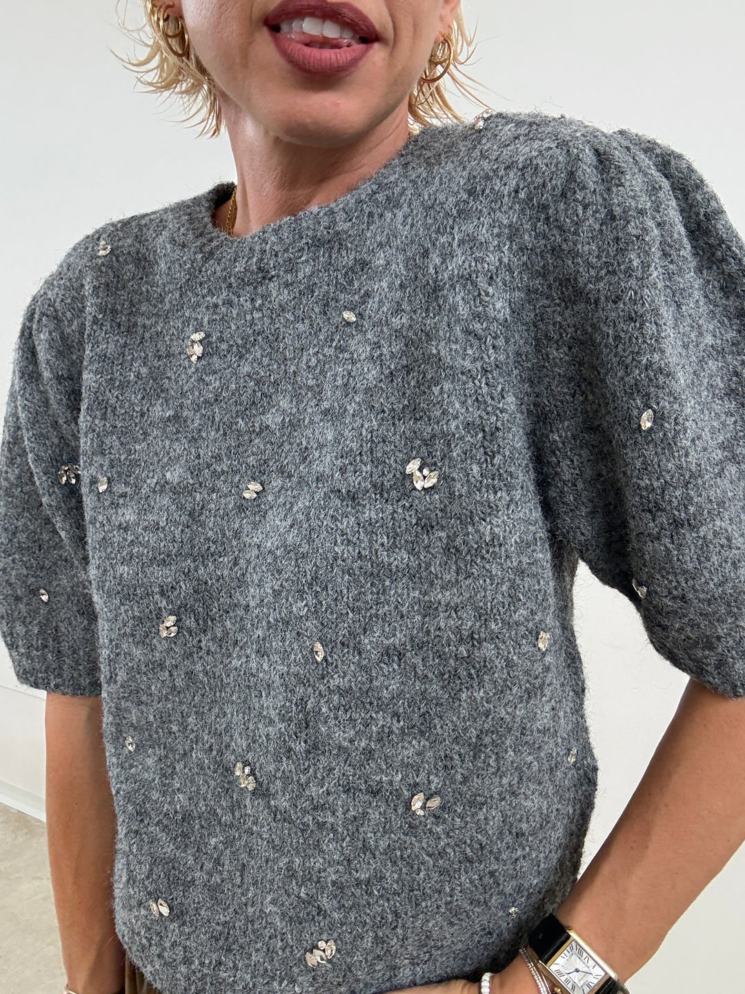 PULL MANICA CORTA  GEMME GRIGIO