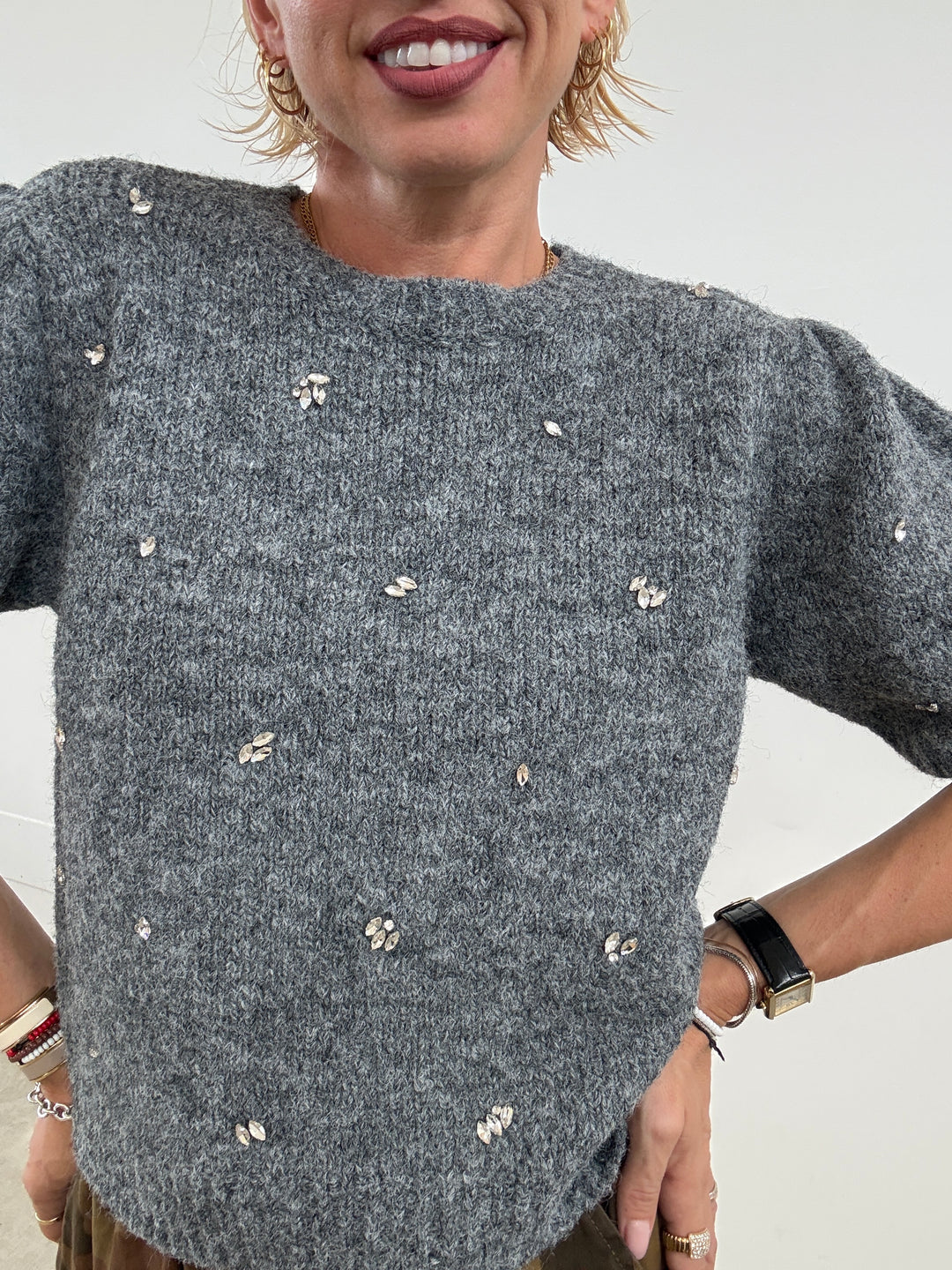 PULL MANICA CORTA  GEMME GRIGIO
