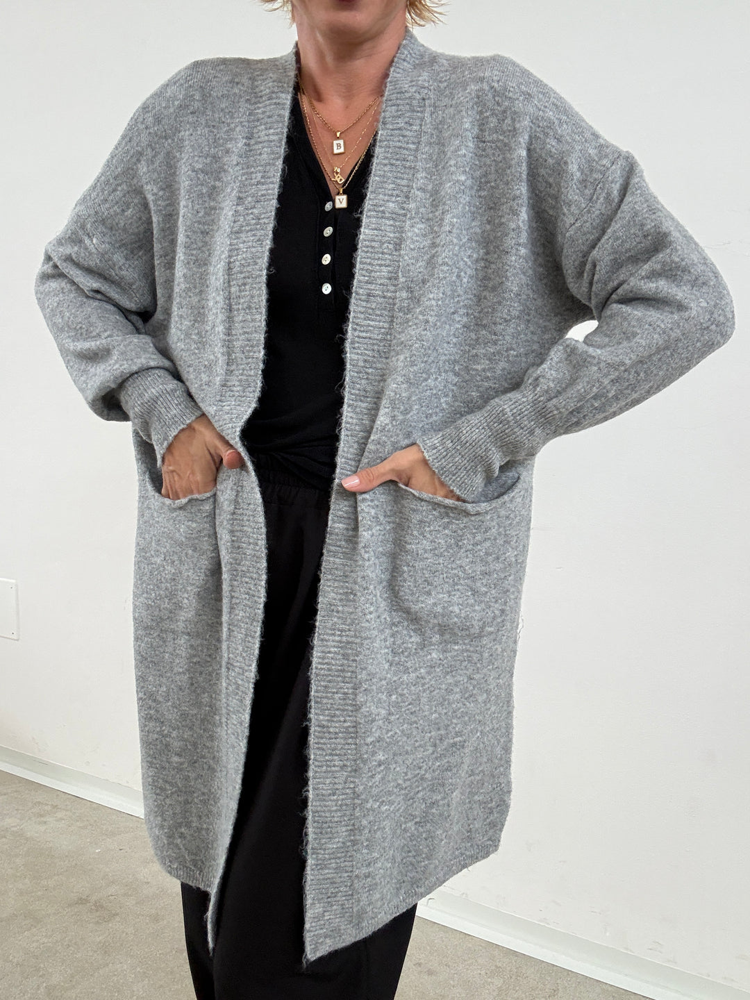 CARDIGAN AMELIA GRIGIO CHIARO