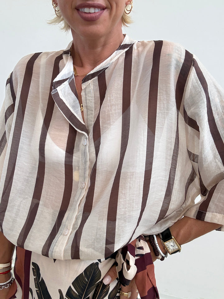 CAMICIA GIOVI RIGA AVENA/CIOCCO