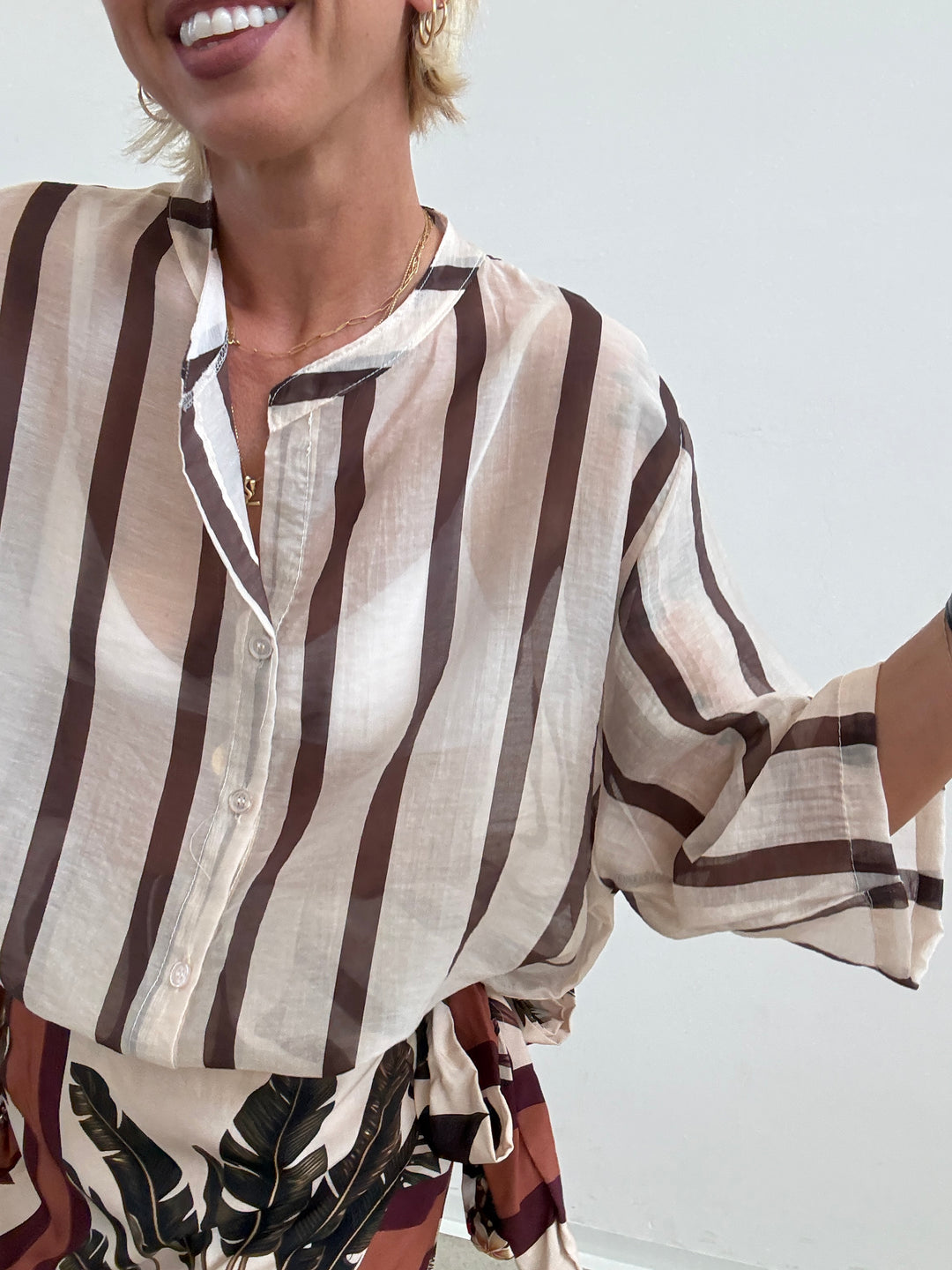 CAMICIA GIOVI RIGA AVENA/CIOCCO