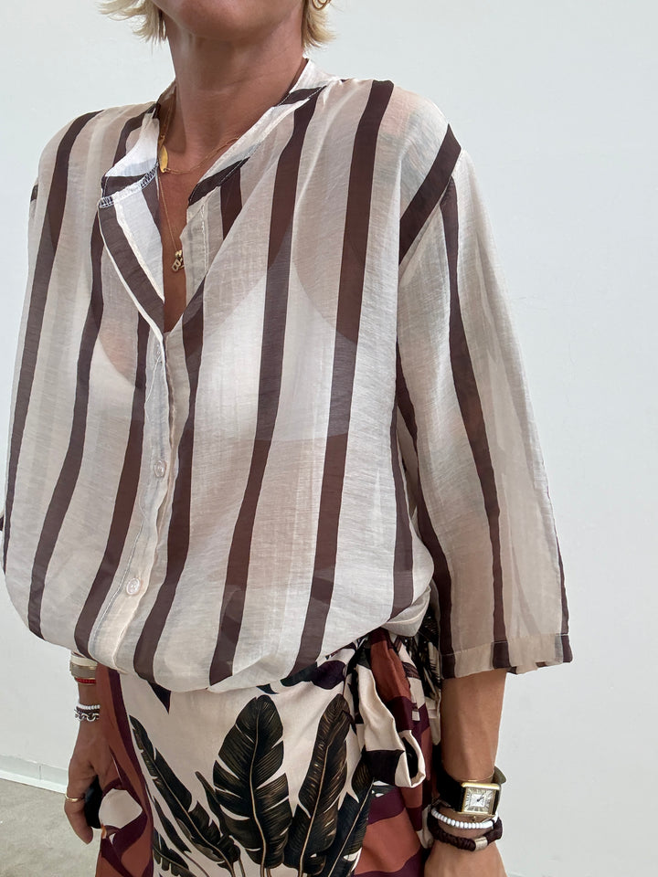 CAMICIA GIOVI RIGA AVENA/CIOCCO