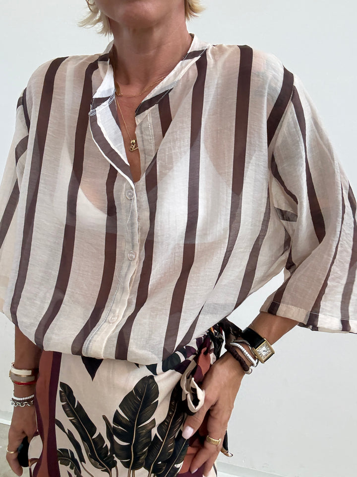CAMICIA GIOVI RIGA AVENA/CIOCCO