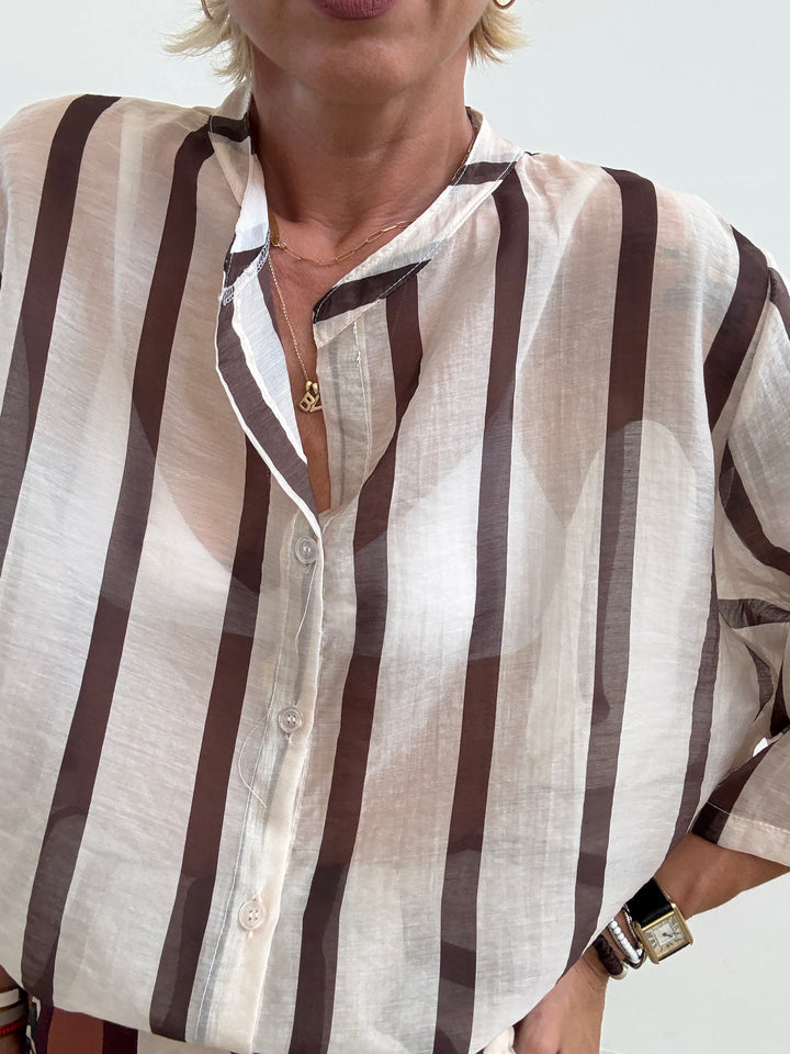CAMICIA GIOVI RIGA AVENA/CIOCCO
