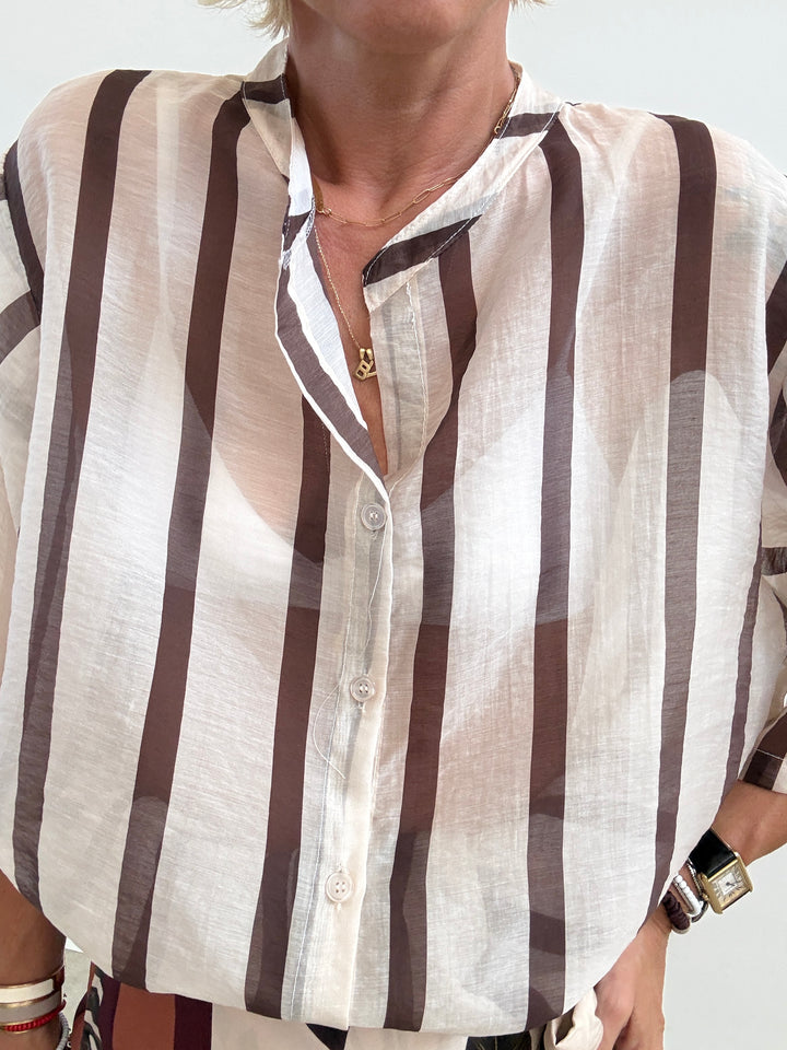 CAMICIA GIOVI RIGA AVENA/CIOCCO