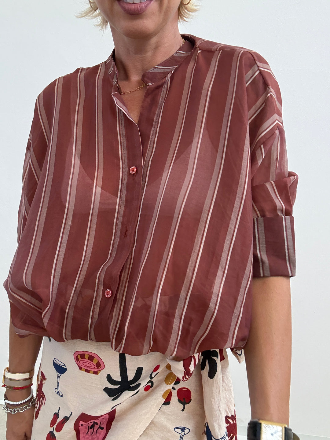 CAMICIA RISVOLTO TERRA DI SIENA/BEIGE