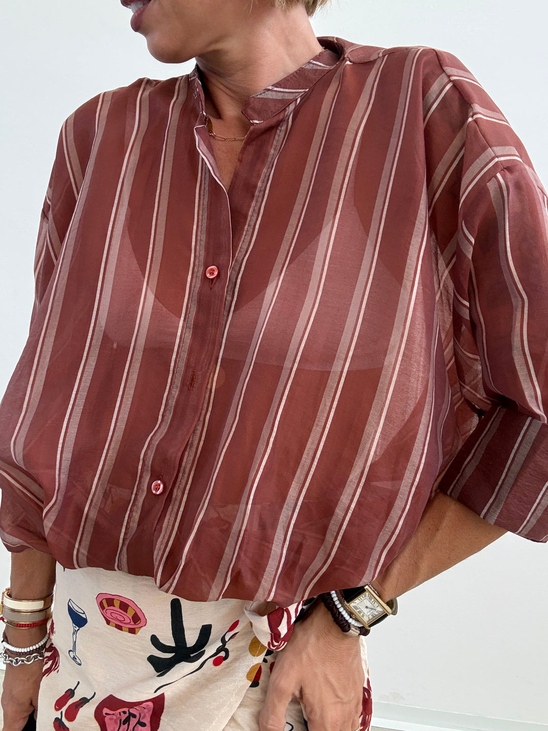 CAMICIA RISVOLTO TERRA DI SIENA/BEIGE