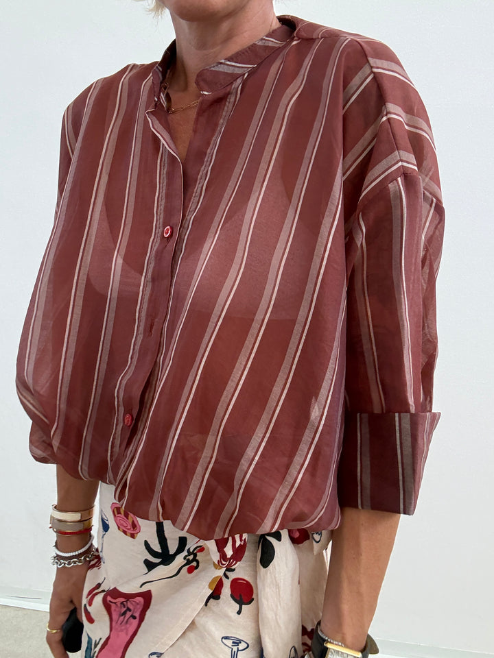 CAMICIA RISVOLTO TERRA DI SIENA/BEIGE