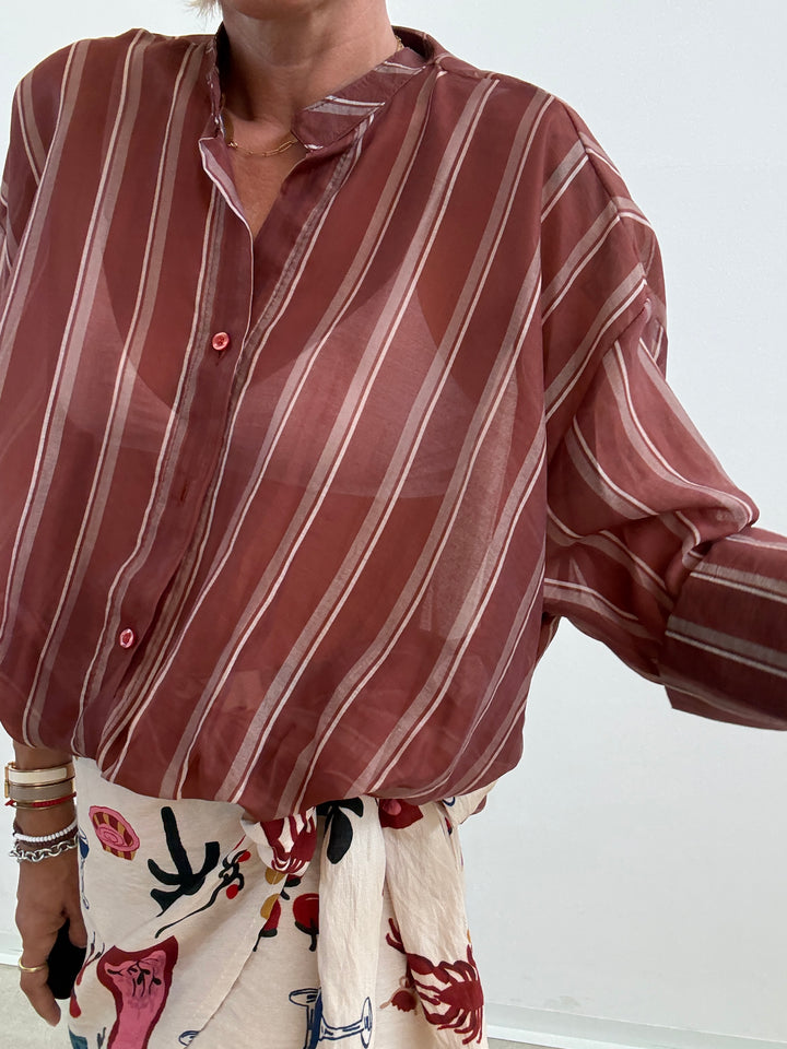CAMICIA RISVOLTO TERRA DI SIENA/BEIGE