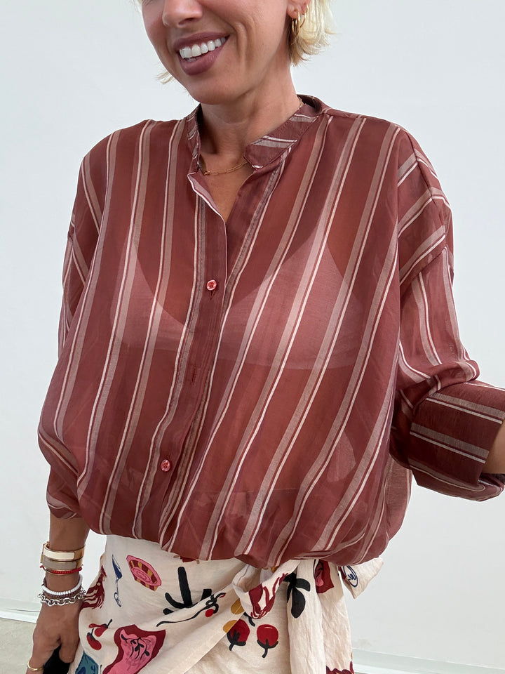 CAMICIA RISVOLTO TERRA DI SIENA/BEIGE