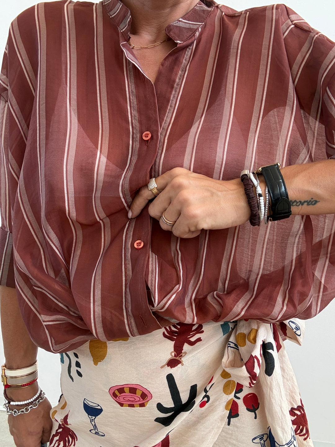 CAMICIA RISVOLTO TERRA DI SIENA/BEIGE