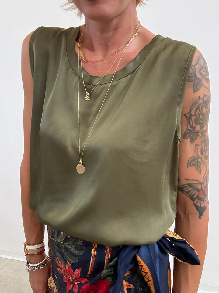 CANOTTA SATIN VERDE MILI