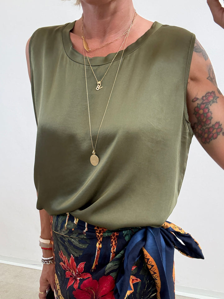 CANOTTA SATIN VERDE MILI