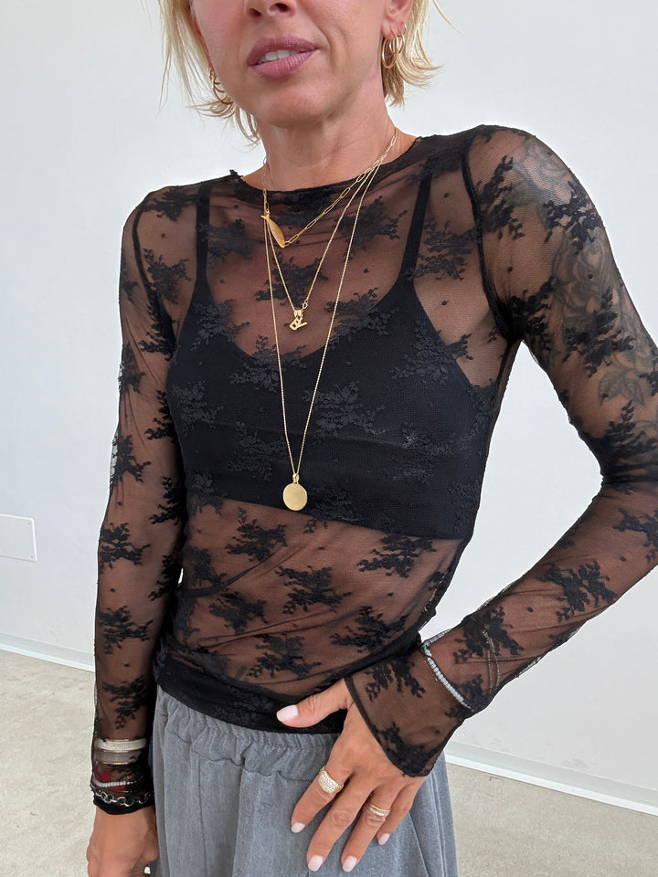 TSHIRT MAILA PIZZO NERO