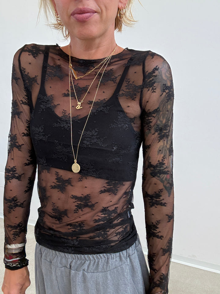 TSHIRT MAILA PIZZO NERO