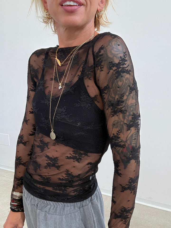 TSHIRT MAILA PIZZO NERO