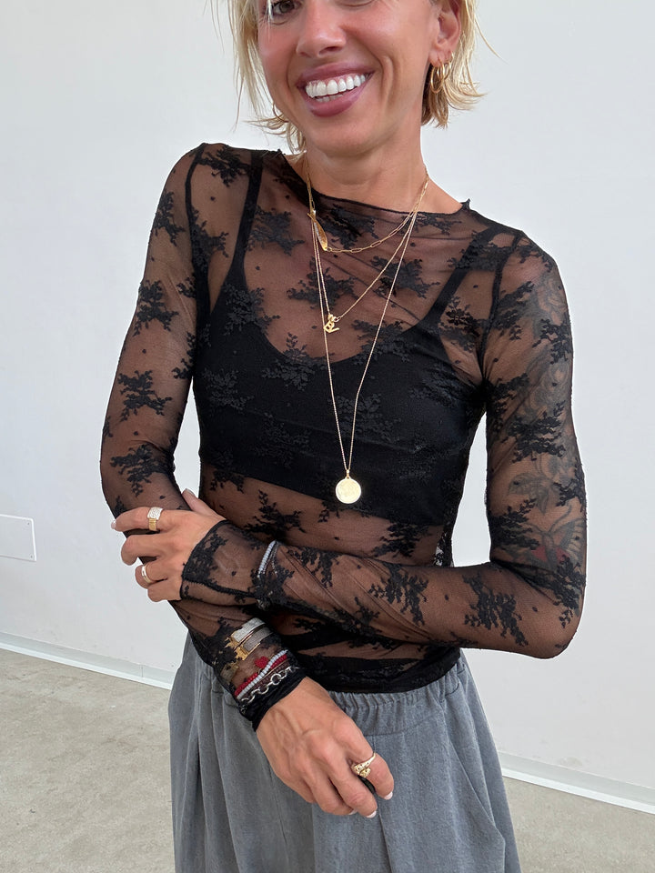 TSHIRT MAILA PIZZO NERO