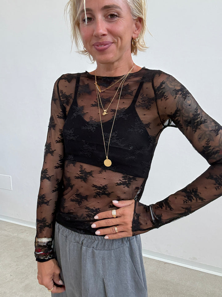 TSHIRT MAILA PIZZO NERO