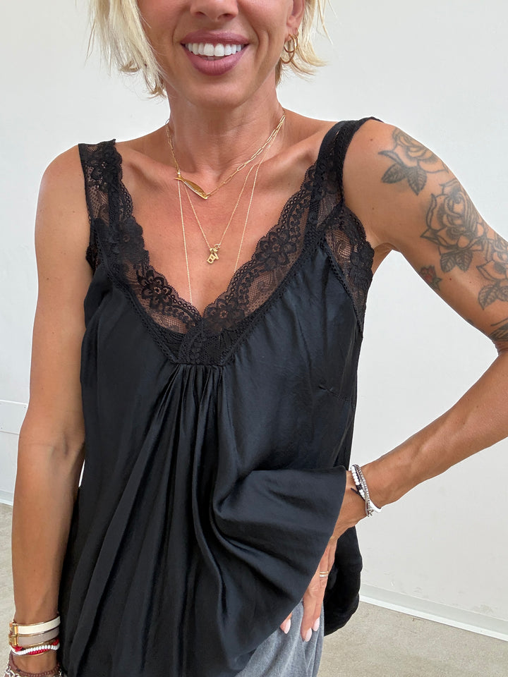 CANOTTA LINGERIE PIZZO NERO