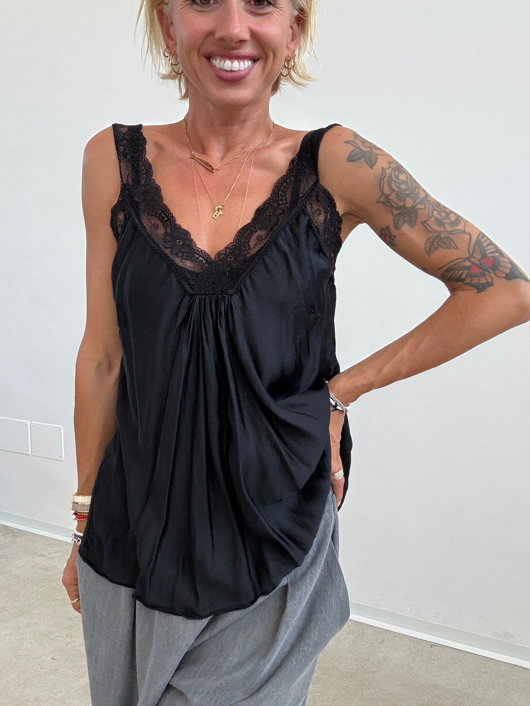 CANOTTA LINGERIE PIZZO NERO