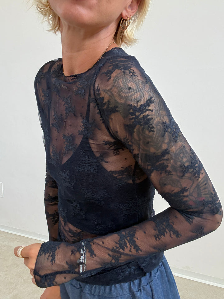 TSHIRT MAILA PIZZO BLU