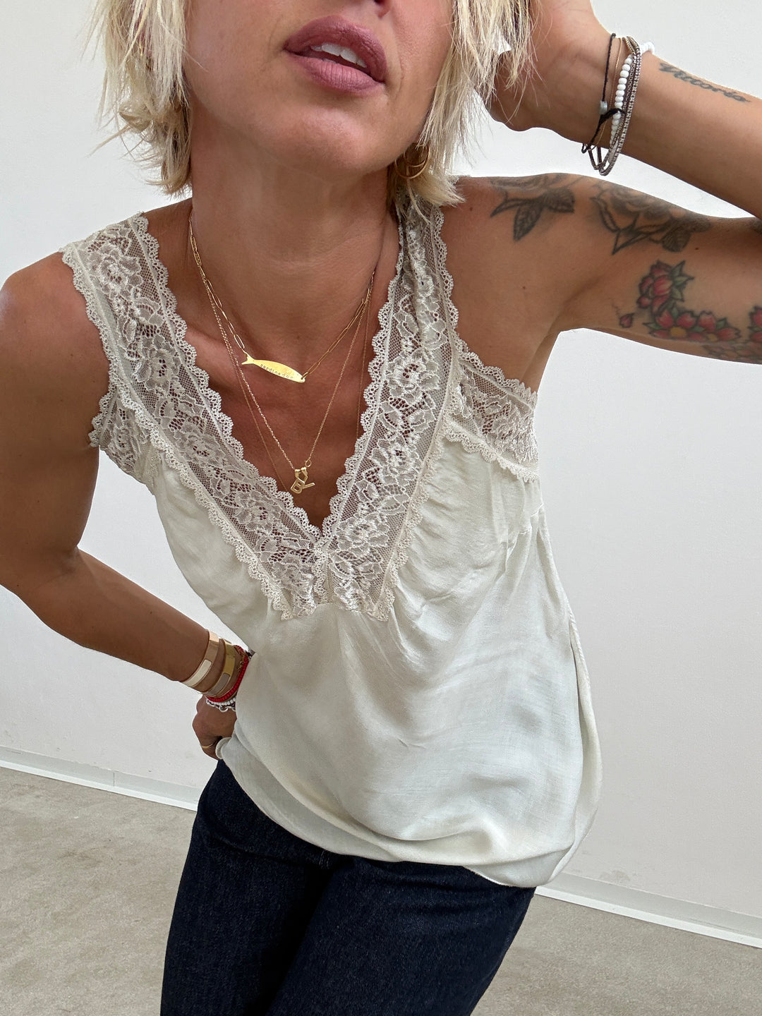 CANOTTA LINGERIE PIZZO AVORIO