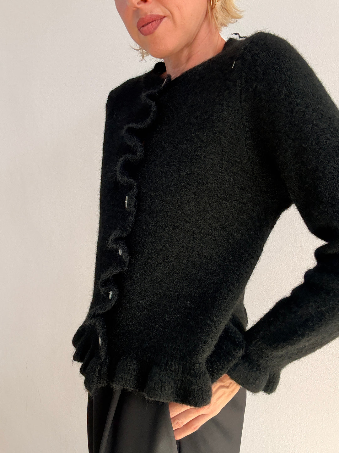 CARDIGAN VOLANT NERO
