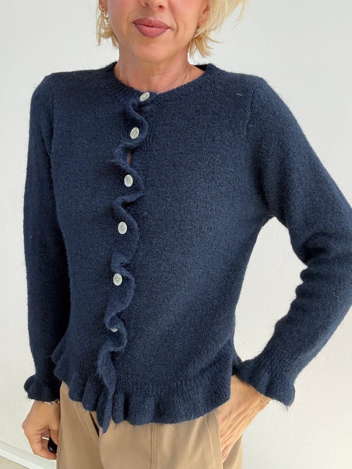 CARDIGAN VOLANT BLU