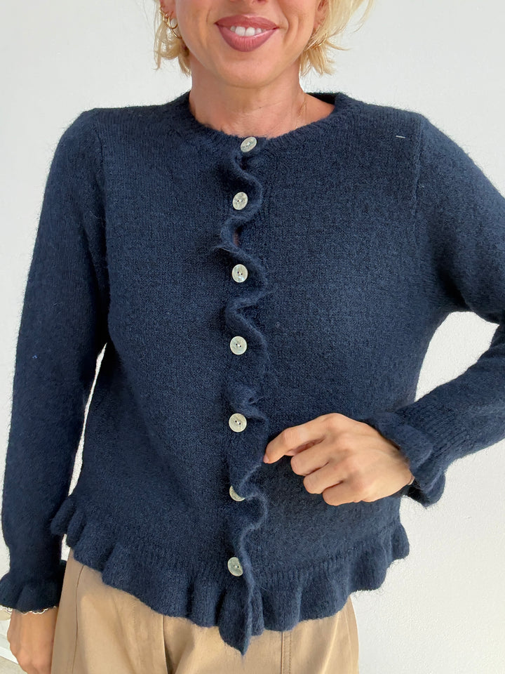 CARDIGAN VOLANT BLU