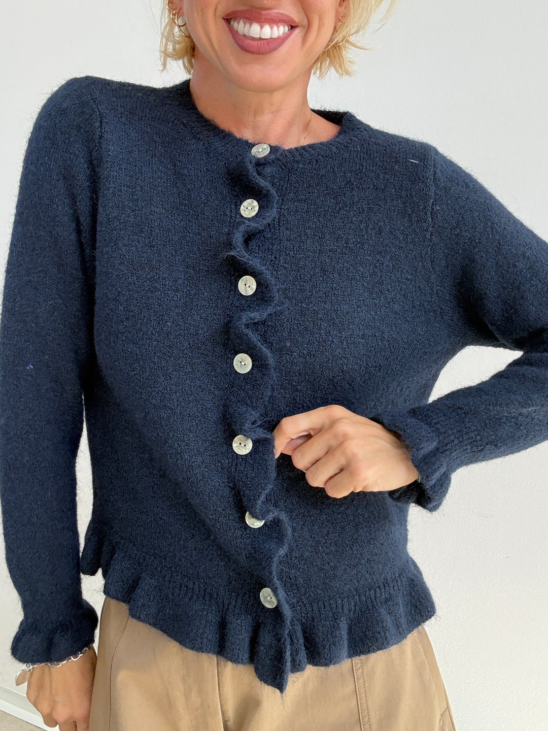 CARDIGAN VOLANT BLU